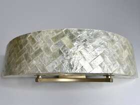 173b02b Varaluz Wall Light Radius Gold Dust Herringbone Natural Capiz Shell 22.5 Inch Sconce