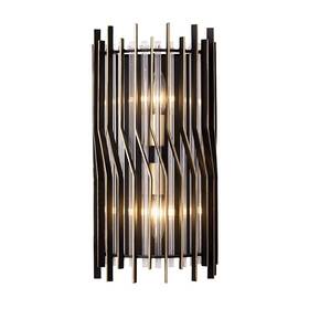 393w02mbfg Varaluz Park Row 2 Light Sconce Black/gold/modern Clear Fluted -