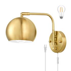 B0bddclg5m Vatoni Dimmable Wall Sconce Swing Arm Light Plug-in Cord Brushed Brass