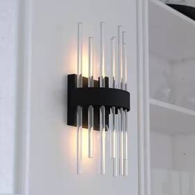 Vaxcel 445057078047 Delevan 7.25 Inch 2-light Matte Black Vanity Light Modern Wall Sconce Glass Shad
