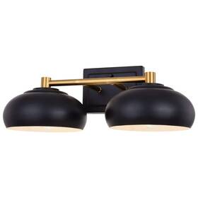 W0383 Vaxcel Belmont 18.5 Inch W 2-light Matte Black And Satin Brass Mid Century Modern