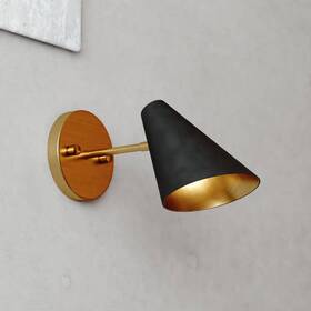 W0438 Vaxcel Pryce 1-light Matte Black And Gold Satin Brass Wall Sconce Mid-century Modern W0438 Vaxcel Pryce 1-light Matte Black And Gold Satin Brass Wall Sconce Mid-century Modern