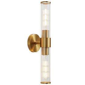 Wl3393b-gold Vaziden Bathroom Light Fixtures Gold Wall Sconce In Threaded Glass Indoor Sconces