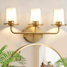 Vbitmn B041-3 Gold Vanity Light Brushed Bathroom Fixtures Vintage Dual-layer G