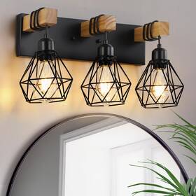 Vb021 Vbitmn Farmhouse Vanity Light For Bathroom 3-light Wood Fixtu