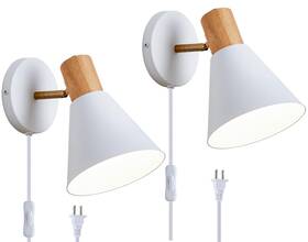 Vechoicy 707299695213 Wall Sconces Lighting Fixture Set Of 2 Wooden Adjustable Bedside Wal