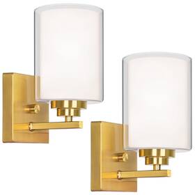 B04014bpb Verron 2pk Set Of 2 Wall Sconces For Bathroom 2-light Gold And Double Glass
