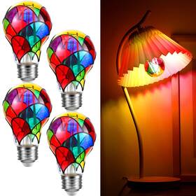 Bulb-041 Vihose 4 Pcs Stained Glass Light Bulb E26 Led Multicolor Bulbs Vintage Rainbo