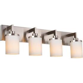N2816b-5w-sn Vinluz 4 Light Vanity Lighting Fixture In Brushed Nickel Finish With Milk Whi