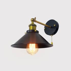 S028 Vintopsh Black Metal Wall Sconce Light 1-light Farmhouse Lamp Pull Chain Industrial
