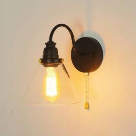 S0821810 Vintopsh Vintage Glass Wall Sconces With Pull Chain Switch Bathroom Vanity Light