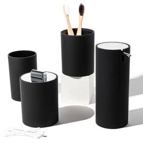 Vyc3121 Virtune Sleek Matte Black Bathroom Accessory Set 4 Pcs Complete Modern B