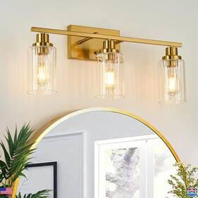 X003w-3agb-xh Visit The Jonsi Store 3-light Brushed Gold Vanity Lights With Fluted Glass Shade For Bathroom