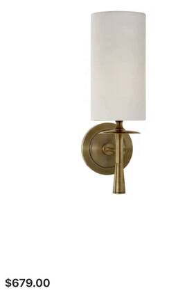 2018hab-l Visual Comfort Drunmore 14-1/4 Inch High Wall Sconce With Linen Shade