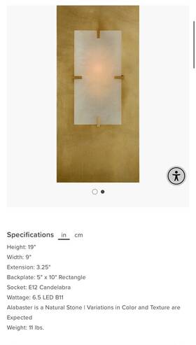 Arn2920g Visual Comfort Arn2920g/alb Aerin Dominica Led 9 Inch Gild Rectangle Sconce Wall Light In And Alabaster
