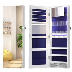 Vlsrka 008678958456 3 Led Lights Jewelry Cabinet Full-length Mirror - White/dark Blue