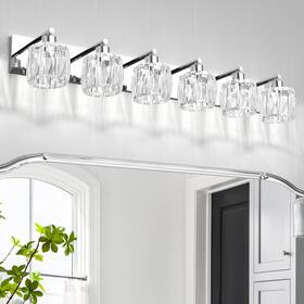 Volisun Sw014 Crystal Vanity Lights For Bathroom 6 Light Modern Stainless Steel