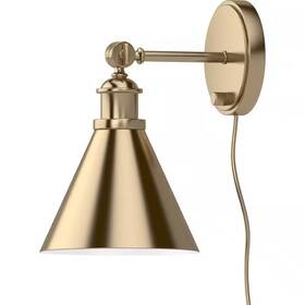 Volume Lighting 313027869803 1-light Antique Gold Plug-in Wall Sconce Lamp With Rotatable Spotlight Shade