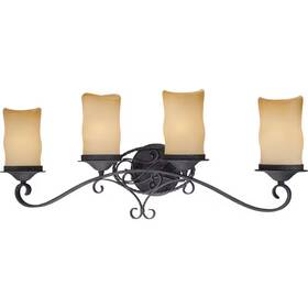 Volume Lighting 313109557550 Sevilla 4-light Indoor Antique Wrought Iron Bath / Vanity Wall Mount With Candle-s