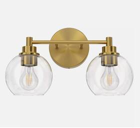 Hcf-15y2-gd Vonluce Brass Glass 2 Light Fixture Wall Sconce Or Vanity Globes