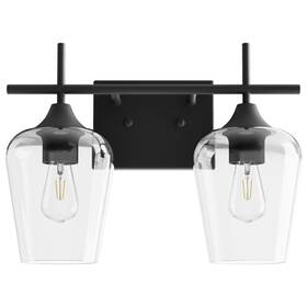 Hcf28n200 Vonluce 2-light Vanity Light In Matt Black Finish Vintage Farmhouse Mirror