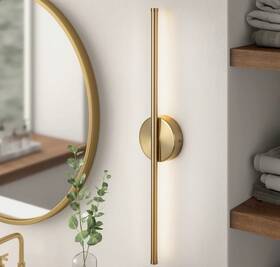 W100604408 Wade Logan Brynie Iron Metal Led Hardwired Semi Flush Mounted Sconce