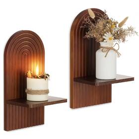 Fczs891o Walasis Mid Century Modern Candle Sconces Set Of 2 Walnut Boho Wall Holder De