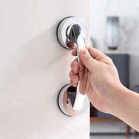 Wanlian 781880756439 Wanlian-powerful Suction Cup Glass Mirror Door Handle Silver Large