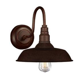 Ld5016r Warehouse Of Tiffany 653341489586 Nellie 1-light Rusty Steel 10-inch Edison Lamp With Bulb Wall Sconce