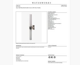 18-76461-73419 Waterworks 2 Opus Double Sconce Glass Shades Matte Nickel #oplt02m Pair New