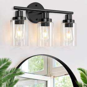 Ltv001-3bk Watyo Bathroom Vanity Light Black 3-light Wall Sconce With Clear Glass Shades
