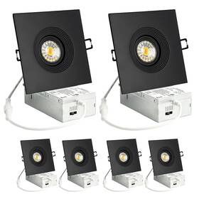 W4-s08 Wembanma 6 Pack 4 Inch Square Led Recessed Lighting 8w Black Sloped Ceiling W4-s08 Wembanma 6 Pack 4 Inch Square Led Recessed Lighting 8w Black Sloped Ceiling