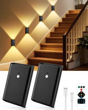 Werfop Sconce-0804 Rechargeable Motion Sensor Wall Sconce Set Of 2 5000mah Pack Black