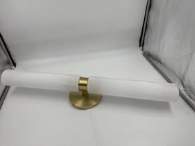 8204967 West Elm Weston Fluted Glass Double Long Indoor/outdoor Sconce 29 Inch Milk / Gold