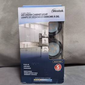 Kbldl5b Westek Amertac Kdldl5b - 5-pc Round Under Cabinet Led Light Fixture Ww 3000k Black New