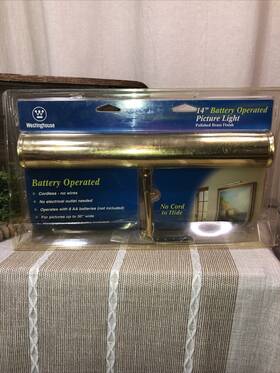 Westinghouse 030721750281 14 Inch Picture Light Polished Brass Finish Cordless Battery Operated