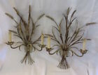 Regency1960 Wheat Electric Beige Wall Sconces Sheaves Pair Italian Hollywood Regency1960 Wheat Electric Beige Wall Sconces Sheaves Pair Italian Hollywood