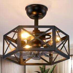 Cf6bl Wheatronic Black Ceiling Fans With Lights And Remote Industrial Fandelier Fan W