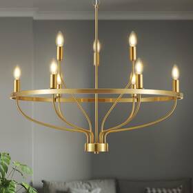 Md1009-9-gold Widluth 30 Inch Modern Gold Chandelier Light Fixture Vintage 9-lights Mid Century