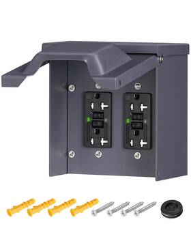 U64ob06 Wilawels Outdoor Outlet Box With Dual 20 Amp Wrtr Gfci Receptacles Waterproof 2 Gang