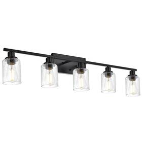 Winshen 739515844112 40 Inches Length Black Bathroom Lighting Fixtures 5-light Modern Industrial