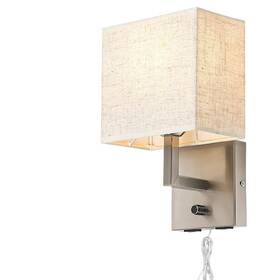 Wkeessee 769135593770 Bedside Wall Mount Light With Dimmer Switch And Two Usb Charging Port Fabric