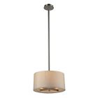 31334 Wood 3 Polished - Bulb Pendant Taupe Light Jorgenson Nickel