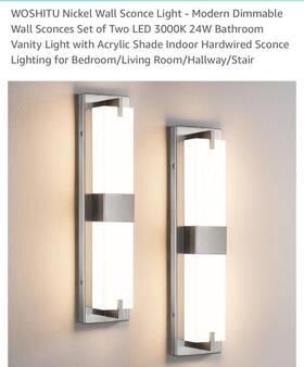 8079wl-24sn-2p Woshitu Nickel Wall Sconce Light - Modern Dimmable Sconces Set Of Two Led 3000k