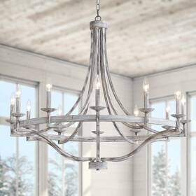 Ushd-5511504gw Wuzups 12-light Wagon Wheel Metal Candle Chandelier Round Pendant Ceiling Lig