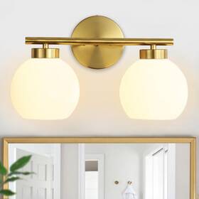Acn-2023-01-g Wynterhaven 2 Light Bathroom Vanity 2-light Gold And Milky White Glass
