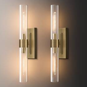 Wl005gt02 Xanso 24.3 Inch Brass Wall Sconces Set Of 2 Vintage Light Fixture With Clear Glas Wl005gt02 Xanso 24.3 Inch Brass Wall Sconces Set Of 2 Vintage Light Fixture With Clear Glas