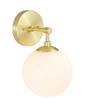 Xinbei Lighting 603996567405 Vintage Wall Light With White Glass Globe Sconce Satin Brass For Bathroom