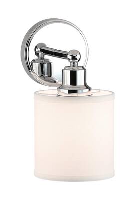Xinbei Lighting 749235183057 Wall Light 1 Sconce With Drum Fabric Shade In Chrome Modern Bathr