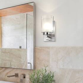 Xb-w1195-1-bn Xinbei Lighting Brushed Nickel Vanity Lights For Bathroom Modern Wall Light With Dual Glass